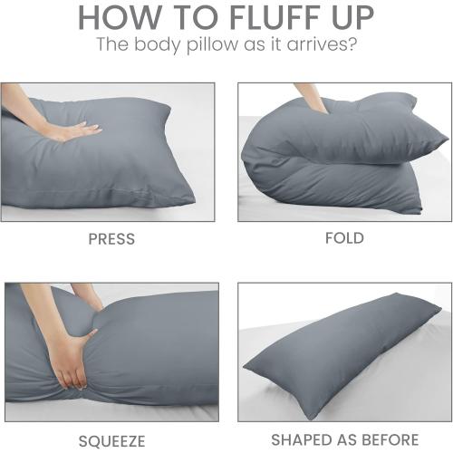 Utopia Bedding Full Body Pillow for Adults (Grey, 20 x 54 Inch), Long Pillow Insert for Sleeping, Ideal for Side Sleepers