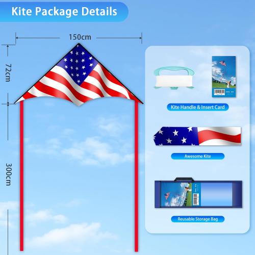 Large Delta Kite for Kids & Adults - Easy to Fly Outdoor Kites for Kids Ages 8-10, Perfect for Beach & Family Activities, Includes Line & Handle