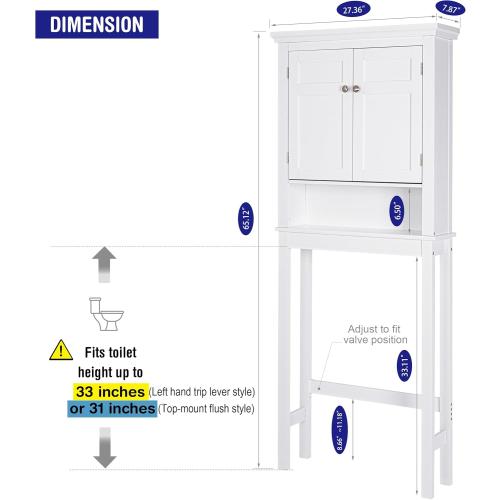Spirich Over The Toilet Storage Cabinet, Bathroom Shelf Over The Toilet, Over Toilet Bathroom Organizer (White)