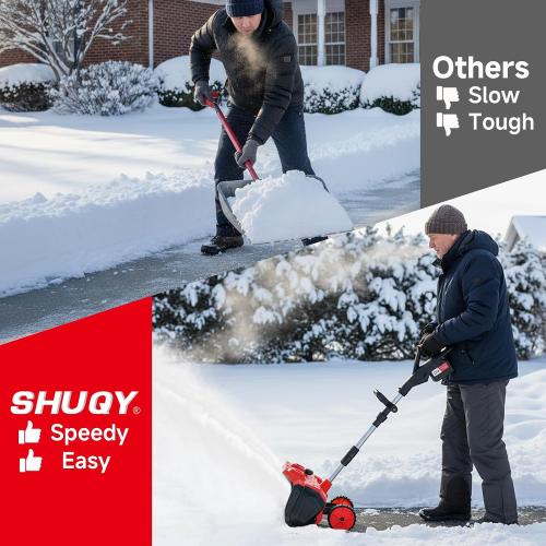 Cordless Electric Snow Shovel with Wheels, Snow Blower 17-Inch Width, 2×4.5Ah Large Battery & Quick Charger, Brushless Motor, Directional Plate, Support Wheels for Smooth Back-and-Forth Operation