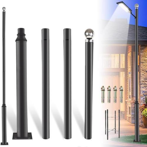 Street Light Pole 13Ft, Outdoor Solar Street Lamp Post with Base,Sub-Assembly of Street Light Poles for Backyard, Street, Patio,Park,Parking,Walkway (4M)