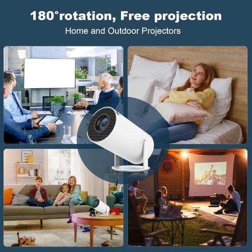 Mini Projector, HY300 PRO Portable Projector, Support 4K 1080P with Dual-Band WIFI6 5G Wireless 5.2 Bluetooth Android 13, 180° Rotatable, Auto Keystone Correction, 35-130 Screen Video Projector