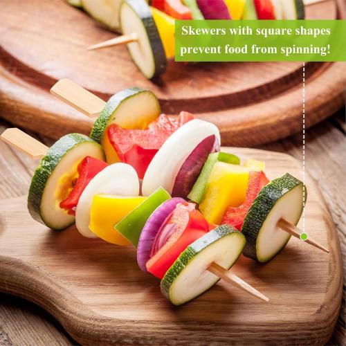 Cocktail Picks Bamboo Skewers for Appetizers, FATLODA Paddle Wooden Skewers, Fancy Flat Toothpicks for Appetizers, 4.7 IN Bamboo Sticks for Party Sandwich Fruit Charcuterie Boards Accessories