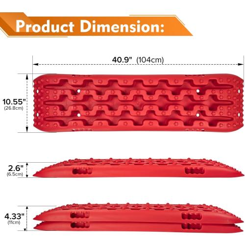 Size 41 Color Red  Recovery Traction Boards, Offroad Tracks Board, Traction Tire Ladder, 4WD Traction Mats for Sand, Mud & Snow, Snow Chains(41in-Red)