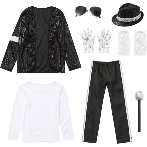Boys Halloween Costume Set 8 Pcs 80s 90s Retro Dance Disco Cosplay