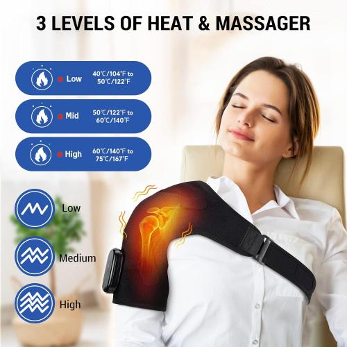 ERHIVORA Shoulder Heating Pad with Massage, FSA Eligible Items List, Heated Shoulder Wrap for Pain Cordless, HSA Approved Products Only