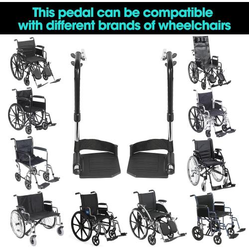 Universal Wheelchair Footrest Replacement - Adjustable Composite Footboard & Heel Loop, Foldable Comfort Support, Affordable, Black, Lightweight, Easy Installation