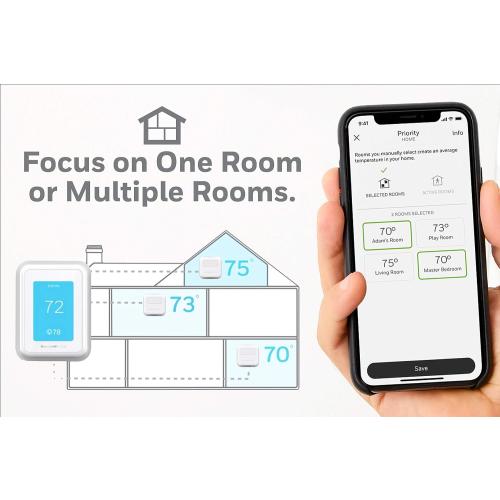 Honeywell Home RCHT9610WFSW2003 RCHT9610WFSW T9 WiFi Thermostat with 1 Smart Room Sensor, Touchscreen Display, Alexa and Google Assist (Renewed)