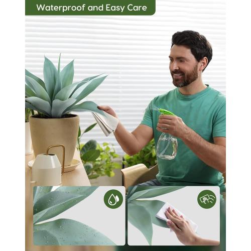 Velener Artificial Outdoor Blue Agave Plant - Small Size UV Resistant Fake Agave Plants for Indoor and Outdoor Decor(14 Inch)-2 Pack