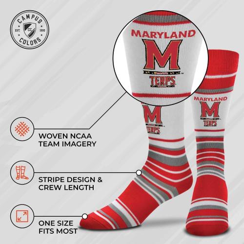 2 Pack One Size For Bare Feet Collegiate University Striped Dress Socks, One Size Fits Most Footwear for Men Women Youth, Game Day Apparel