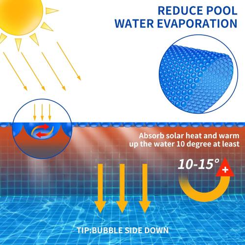 Blue 12Ft BigXwell 12 Foot Round Solar Pool Cover, 16-mil Blue Pool Covers for Above-Ground and In-Ground Pools, Heavy-Duty Insulating Cover, Solar Blanket Cover for Swimming Pool
