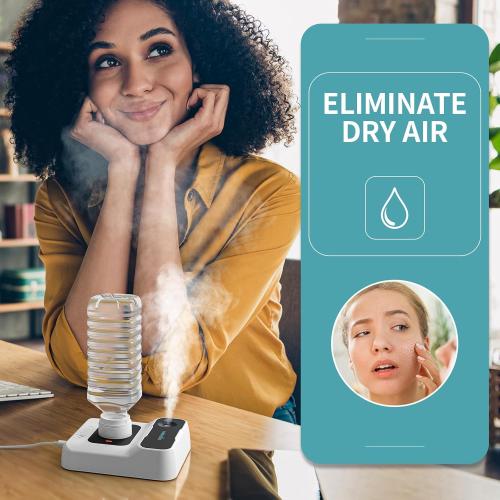 Portable Humidifiers for Travel, Small Mini Humidifier with Auto Shut-Off, Nightlight and Storage Bag for Hotel, Bedroom or Office, Plant Humidifier Indoor, White