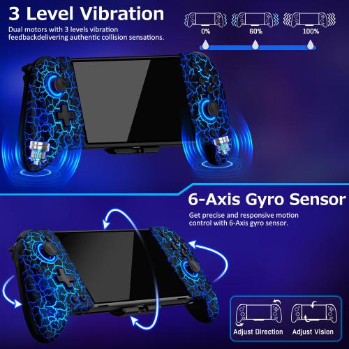 Spican Switch Controllers for Nintendo Switch/OLED, Hall Effect Wireless Pro Controller One-Piece Joypad, Full-Size Ergonomic Handheld Mode Gamepads with 17 RGB Light/Battery/Turbo/Macro/4 Game Slot