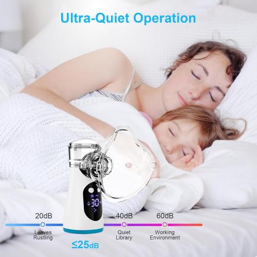Smart Portable Nebulizer OTC for Adults and Kids with LCD Screen,3 odes & Auto-Cleaning,Professional Handheld Inhaler Mist Breathing Treatment Machine for Travel & Home