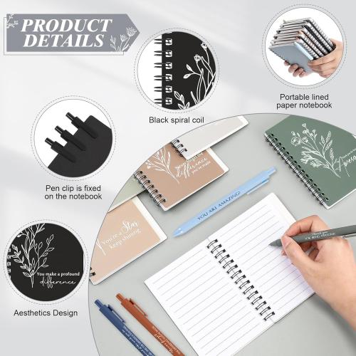 Employee Appreciation Gifts Bulk Thank You Spiral Notebook with Sticky Notes Inspirational Quotes Pen Bulk Gift for Coworker Valentine Teacher Groups Office Staff(Fresh Color,20 Sets)