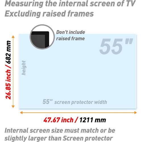 Anti-Glare Film for TV 55 Inch Anti-Blue Light Film Anti Glare TV Screen Protector Indoor Outdoor TV Glare Screen Frosted Film Anti-Reflection Rate Up To 90%