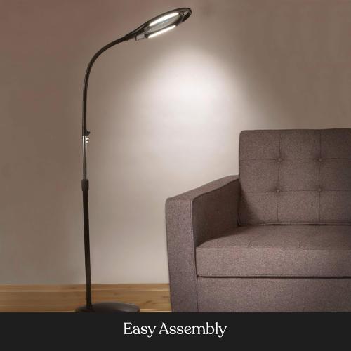 Brightech LightView Pro Magnifying Floor Lamp - Hands Free Magnifier with Bright LED Light for Reading - Work light With Flexible Gooseneck - Standing Mag Lamp