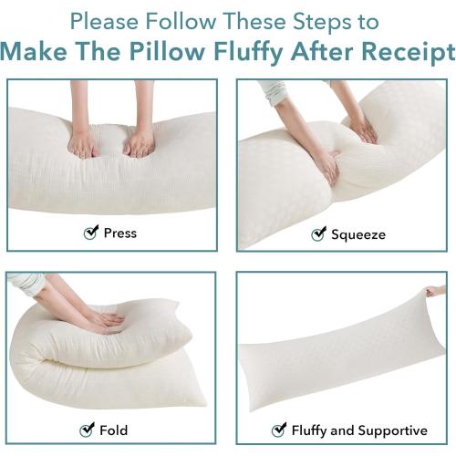 Oubonun Full Body Pillow for Adults, Soft and Fluffy Large Body Pillow for Sleeping, Premium Long Bed Pillow for Side Sleepers(21 X 54,Cream)