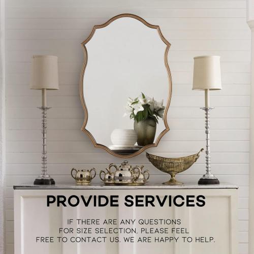 Wall Mirror in Vintage Golden, Decorative 20x30 Accent Vanity Mirrors, Wall Mounted Mirror Antique Brass Metal Frame for Living Room Bedroom Bathroom Entryway Stairway Kitchen