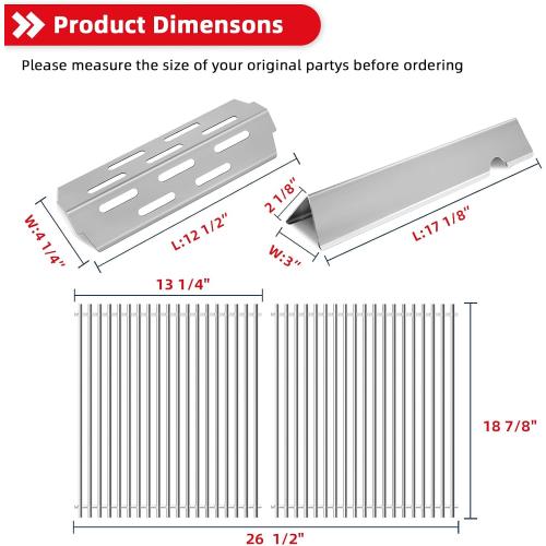 Grill Grates 66032 Flavorizer Bars for Weber Genesis II Grill Parts GS4 | 66095 Cooking Grates & 66795 Heat Deflector for Weber Genesis ii E-310 E-315 S-335, Stainless Steel