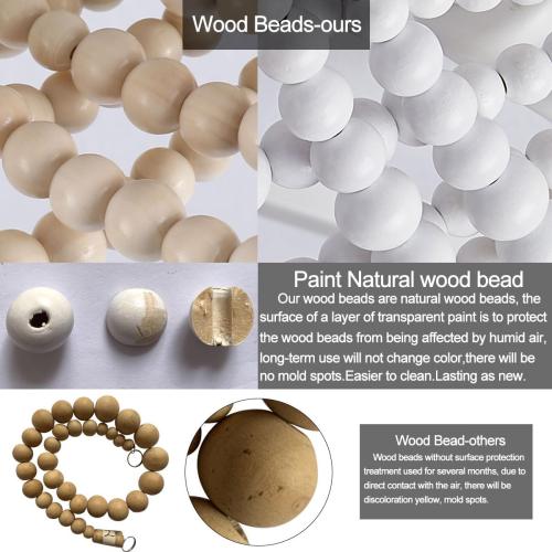 Boho Ceiling Fan with Lights Flush Mount,20 Inch Bohemia White Wood Bead Close to Ceiling Fan Light, 4 Lights Low Profile Enclosed Ceiling Fans with Remote Control for Bedroom Living Room Kitchen