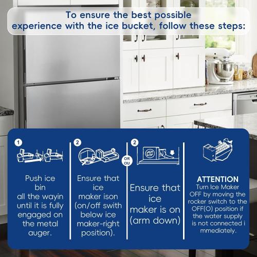 Upgraded WPW10558424 Refrigerator Ice Bucket for Whirlpool Ice Maker Replacement, Compatible with Whirlpool Kenmore Maytag Amana Ice Maker, WRS322FDAM04, WRS321SDHZ08, WRS321SDHZ05, WRS321SDHZ01