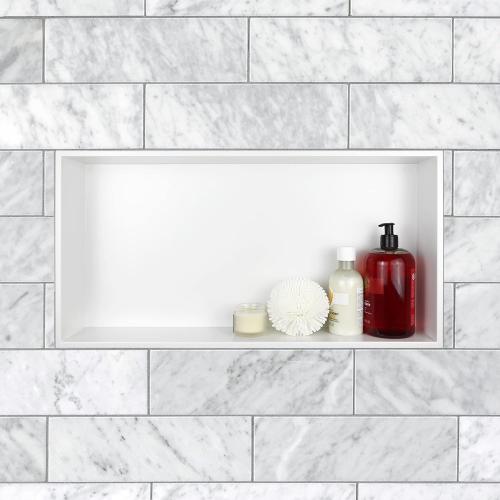 Stainless Steel Shower Niche 24 X 12 White No Tile Needed Niche Shower Recessed Wall Horizontal Niches for Bathroom Storage Over Mount Installation
