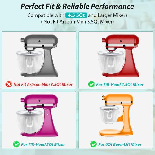 Ice Cream Maker Attachment for KitchenAid Stand Mixer, Ice Cream Bowl Compatible