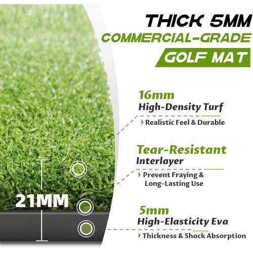 Bltend Thickened Golf Mat: 5x4ft & 5x5ft Heavy-Duty Golf Hitting Mats Practice Outdoor/Indoor, Elite Dense Artificial Turf Matt Training Aid for Backyard/Garage/Driving Range/Simulators