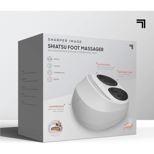 Sharper Image Electric Shiatsu Foot Massager with Heat & Air Compression, Deep Kneading Rollers & Washable Cover, Targets Heels, Balls & Arches up to Mens Size 12, Gift for Women & Men