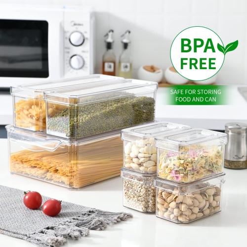 5 Pack Fridge Organizer, Stackable Refrigerator Organizer Bins with Lids, BPA-Free Produce Fruit Storage Containers for Storage Clear for Kitchen, Food, Drinks, Vegetable Storage