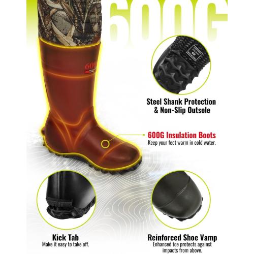 TIDEWE Hunting Waders for Women with 600G Insulated Waterproof Rubber Boots, 3.5mm Neoprene Chest Waders for Fishing and Hunting