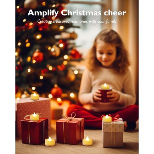 Homemory 24-Pack Flameless LED Tea Lights Candles Battery Operated, 200 Hour Fake Electric Candles TeaLights for Votive, Halloween, Ofrenda, Diya, Wedding Centerpiece Table Decor, Funeral, Christmas