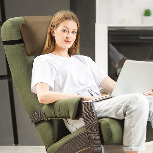 Head Recliner Pillow Adjustable Shredded Memory Foam Headrest Pillow for Recliners,Non-Slip Velvet Cushion for Pain Relief Neck Support Pillow for Travel Home Recliner Sofa Armchair (Brown)