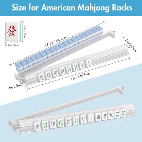 Mahjong Racks with Pushers Set of 4, All-in-One Non-Slip Mahjong Pushers and Racks American Mah Jongg Accessories, Modern Clear Design for Game Nights & Gatherings