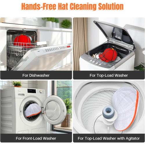 XQXA 1-Pack Hat Washer Cage, Upgradedd Baseball Caps Washer for Dishwasher/Washing Machine, Hat Cleaner Protector Fit for Adult and Kids Hats, Black