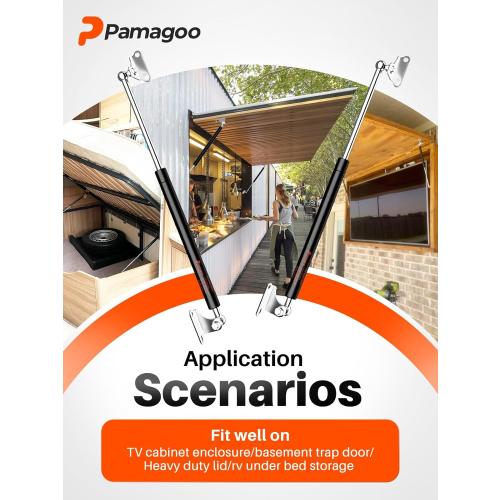 20 inch 100 lbs Gas Struts for Heavy lid RV Bed Lift Kit, 20'' 445N Gas Prop Spring Shocks with Mounting Brackets for DIY Window Cabinet Door Tool Box, 2 Pack (fit 80-110 lbs)