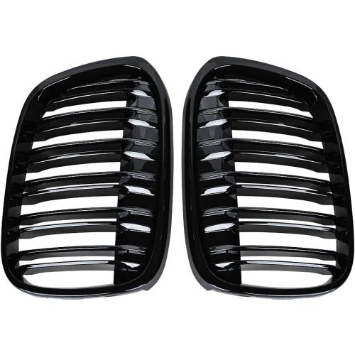 Astra Depot Glossy Black Dual Slats Kidney Grille Compatible with 2016-2018 BMW F48 F49 X1 sDrive18i sDrive20i xDrive25i sDrive16d sDrive18d sDrive20d