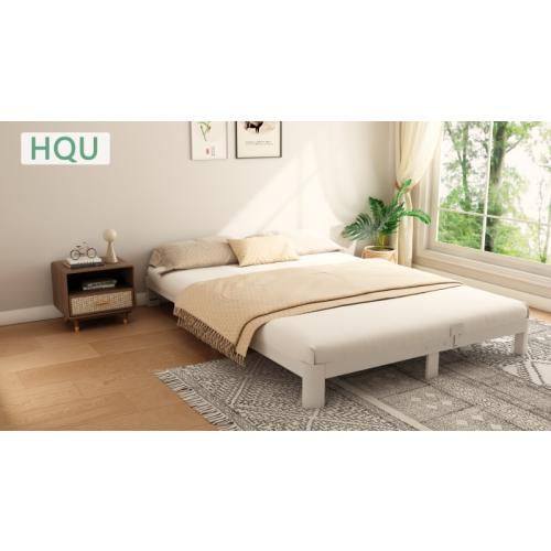 10 Inch King Size Bed Frame with Metal Baffles, White King Bed Frame No Box Spring Needed, Heavy Duty Steel Platform Support, Storage Space, Reserved Holes, Round Corner Legs, Noiseless