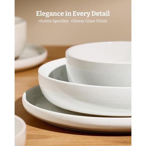 Famiware Milkyway Plates and Bowls Set, 12 Pieces Dinnerware Sets, Dishes Set for 4, White
