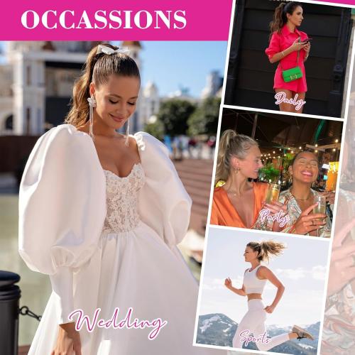 REECHO Ponytail Extension, 9 Claw Clip in Short Curly Wavy Pony Hair Extension Jaw Clip on Pony Tail HP001 Hairpiece for Women - Chestnut Brown with Golden Highlights