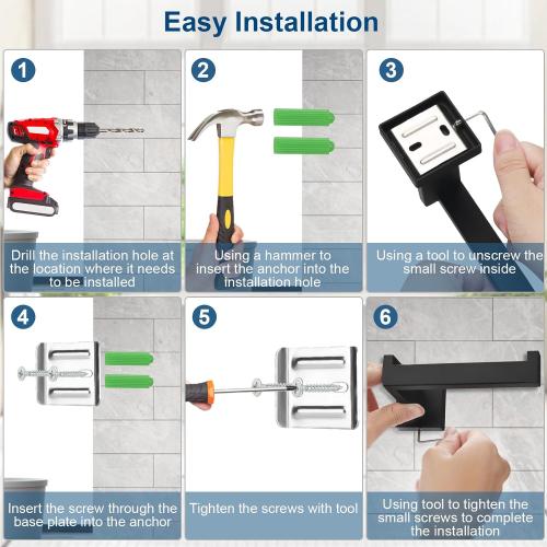 Set of 15 Pieces Color Black Bathroom Hardware Set, Matte Black Bathroom Accessories Set, Towel Racks for Bathroom, 23.6 Inch Bath Towel Bar Set Stainless Steel, Toilet Paper Holder Wall Mounted, Towel Ring, Towel Hook