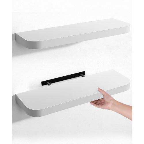 Gronda White Floating Shelves for Wall, 24 Inch Wall Mounted Wood Shelf Set of 2, Modern Home Decor Storage Large Shelf Long Heavy Duty for Bathroom, Bedroom, Kitchen, Office, Living Room