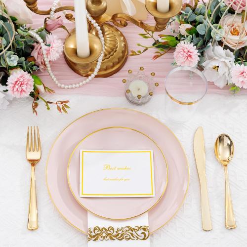 Supernal 350pcs Pink Plastic Plates,Plates Disposable