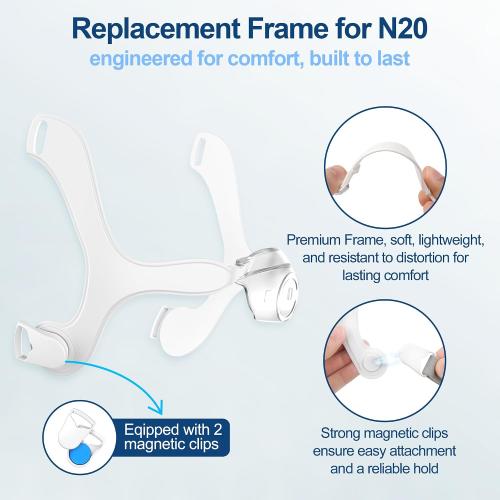 Upgraded Supplies for Airfit N20, Includes Head Strap, Frame, Nasal Cushion(L), Softer Nose Touching for Airtouch N20 Users, Secure Seal & Enhanced Comfort CPAP Supplies by MEDICOLOR, Large