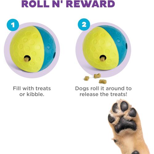 Outward Hound by Nina Ottosson Treat Tumble Interactive Puzzle Ball Dog Toy, Level 1 Beginner, Blue, Small (4.75 Diameter)