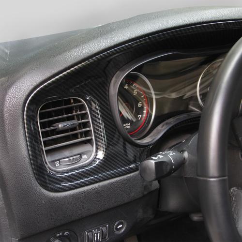 crosselec Carbon Fiber Center Consoles Dashboard Instrument Gauge Cluster Dash Air Vent Panel Kit Cover Trim Garnish Bezel for for Dodge Charger 2015-2023 (Black Carbon Fiber)