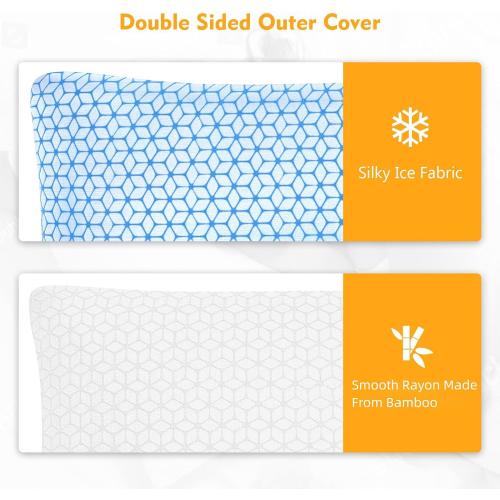 Shredded Memory Foam Pillows Queen Size Set of 2, Cooling Firm Pillows Queen Size 2 Pack for Bed, Adjustable for Side Back Stomach Sleepers