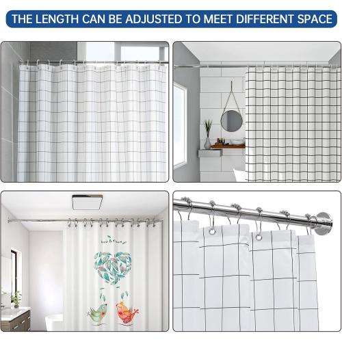 Industrial Shower Curtain Rod - Rustproof Non-Slip 43-72 Inch 304 Stainless Steel Tension Curtain Rod for Window or Bathroom, Chrome