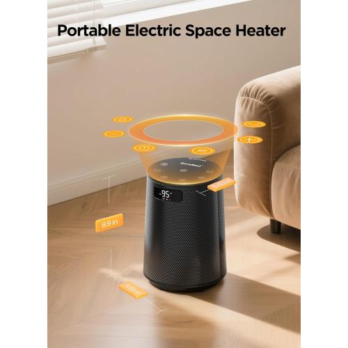 GiveBest Space Heater, Electric Portable Heaters for Indoor Use with Thermostat and Remote, 70°Oscillation, Digital Display, 12H Timer, 1500W PTC Ceramic Fast Safety Heat for Office Bedroom Home Desk